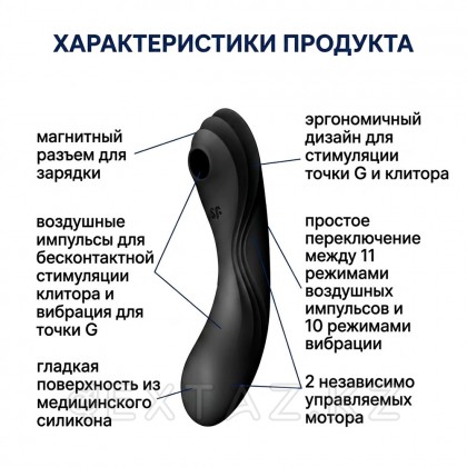 Вакуумный стимулятор с вибрацией Satisfyer Curvy Trinity 4 черный от sex shop Extaz фото 7
