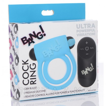 Bang! 28X Remote Control Vibrating Cock Ring & Bullet - эрекционное виброкольцо с дистанционным управлением, 7.6 см (голубой) от sex shop Extaz фото 5