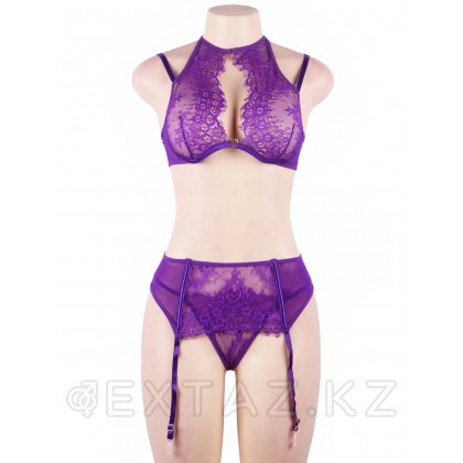 Комплект белья лиловый: бра, стринги и пояс с ремешками (размер M-L) от sex shop Extaz фото 11