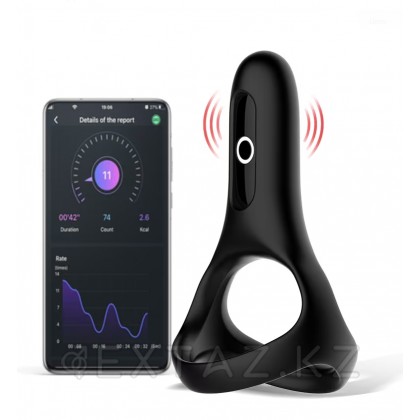 Двойное эрекционное кольцо Rise от Magic Motion черное от sex shop Extaz