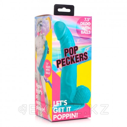 Реалистичный фаллоимитатор Pop Peckers на присоске (21,5×4,5 см) голубой от sex shop Extaz фото 5