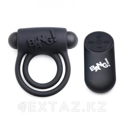 Bang! 28X Remote Control Vibrating Cock Ring & Bullet - эрекционное виброкольцо с дистанционным управлением, 7.6 см (чёрный) от sex shop Extaz