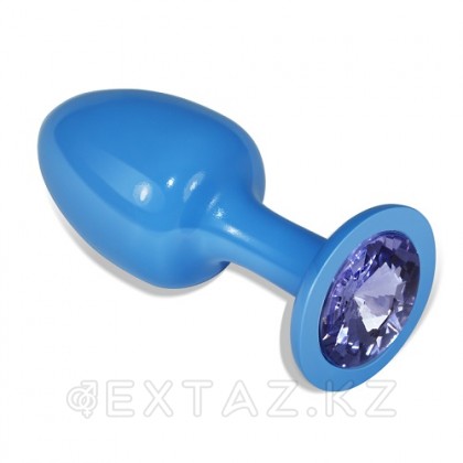 Голубая анальная пробка с фиолетовым кристаллом от sex shop Extaz