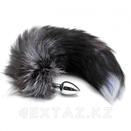 Анальный плаг с лисьим хвостом Black and White Fox Tail от Alive от sex shop Extaz