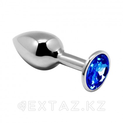 Маленькая металлическая анальная пробка с синим кристаллом Anal Pleasure от Alive (L: 9*4,1 см.) от sex shop Extaz