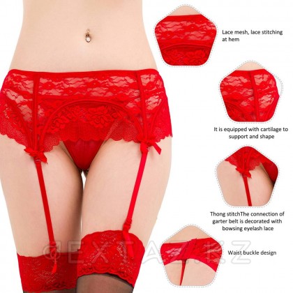 Кружевной пояс для чулок + стринги красные Sexy Lace (размер XS-S) от sex shop Extaz фото 6