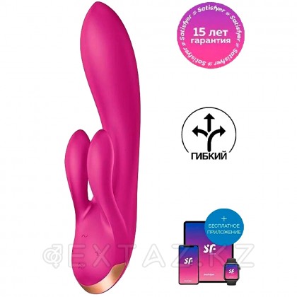 Вибратор с клиторальным стимулятором Satisfyer Double Flex Connect App лиловый от sex shop Extaz фото 13