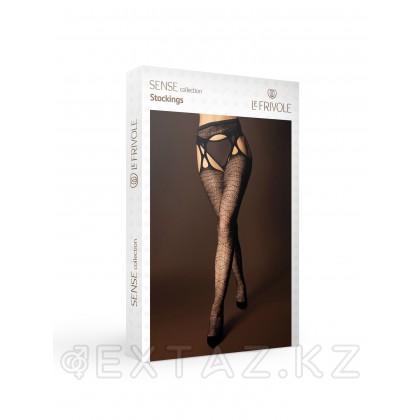 Черные сетчатые чулки с поясом и ромбовидным узором (SENSE) (S/XL) от sex shop Extaz