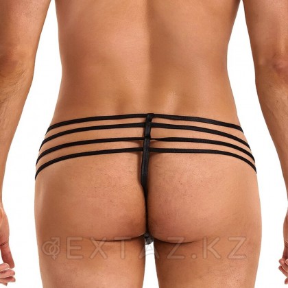 Кожаные мужские стринги Ohyeah Zipper Black, на молнии со стрепами, XL от sex shop Extaz фото 3