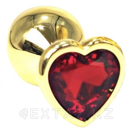 Золотая пробка с красным кристаллом в форме сердца от sex shop Extaz фото 4