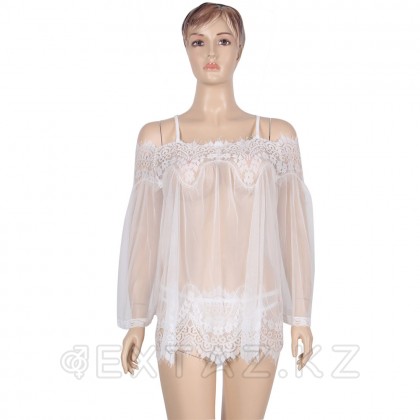 Прозрачная туника с цветочным принтом белая (размер XS-S) от sex shop Extaz фото 4