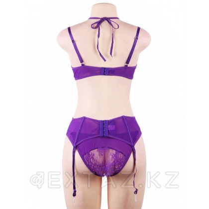 Комплект белья лиловый: бра, стринги и пояс с ремешками (размер M-L) от sex shop Extaz фото 9