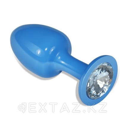 Голубая анальная пробка с белым кристаллом от sex shop Extaz