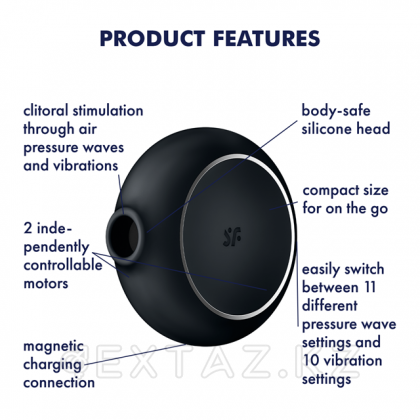 Воздушный клиторальный стимулятор с вибрацией Satisfyer Pro To Go 3, черный от sex shop Extaz фото 5