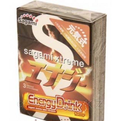 Презервативы SAGAMI Energy 3шт. ультратонкие со вкусом энергетического напитка от sex shop Extaz