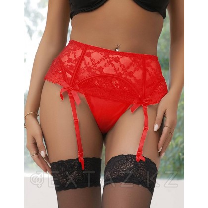 Кружевной пояс для чулок + стринги красные Sexy Lace, XS-S от sex shop Extaz фото 2