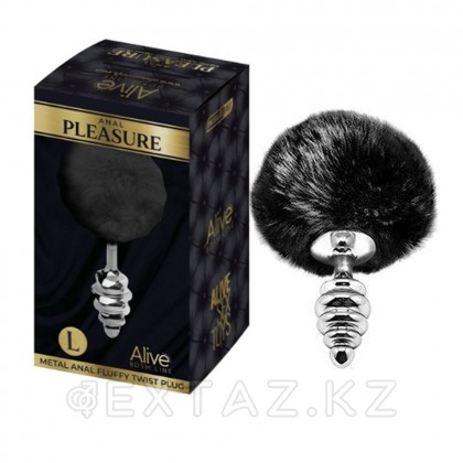 Анальный плаг Fluffy Twist чёрный L от Alive (9×4 см) от sex shop Extaz