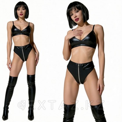 Комплект: лиф и трусики на молнии Le Frivole My Shadow, wet look, L-XL от sex shop Extaz фото 9
