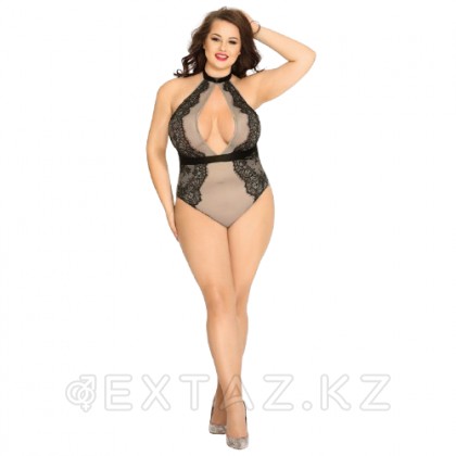 Тедди с ажурной вставкой и чокером, plus size от sex shop Extaz