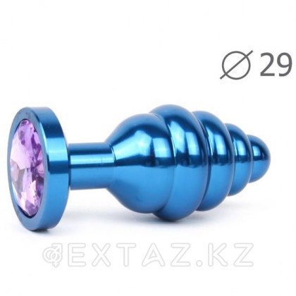 Втулка анальная BLUE PLUG SMALL синяя, светло-фиолетовый кристалл от sex shop Extaz