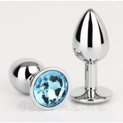 Анальная пробка серебряная, с голубым кристаллом (28 мм.) от sex shop Extaz фото 2