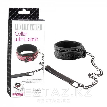 Ошейник с поводком Luxury fetish черный от sex shop Extaz фото 2