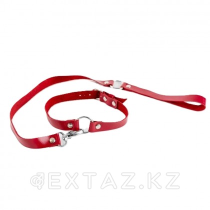 Чокер из натуральной кожи с поводком Red от sex shop Extaz