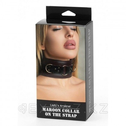 Ошейник из натуральной кожи бордо от sex shop Extaz фото 4