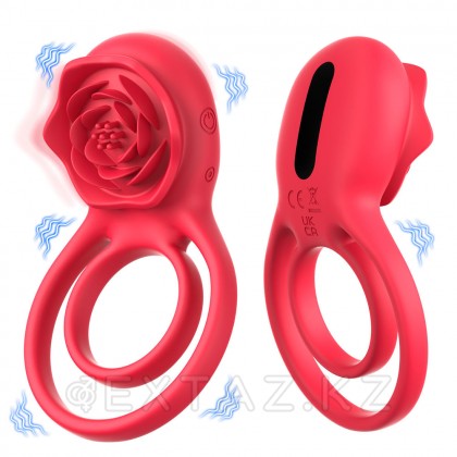 Двойное эрекционное кольцо с вибрацией и стимулятором клитора Rose от sex shop Extaz фото 10