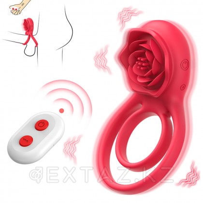 Двойное эрекционное кольцо с вибрацией и стимулятором клитора Rose от sex shop Extaz фото 14