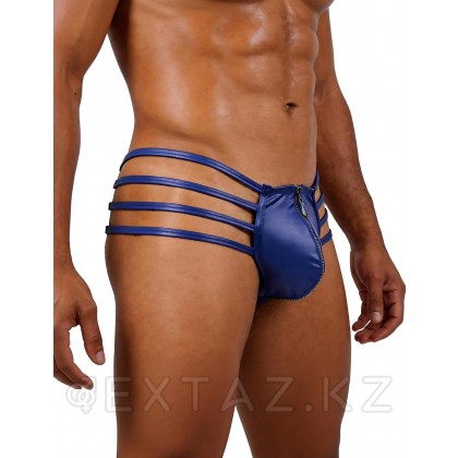  Кожаные мужские стринги Ohyeah Zipper Blue, на молнии со стрепами, S от sex shop Extaz фото 6