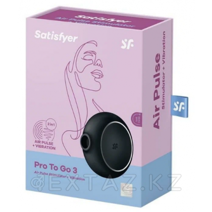 Воздушный клиторальный стимулятор с вибрацией Satisfyer Pro To Go 3, черный от sex shop Extaz фото 2