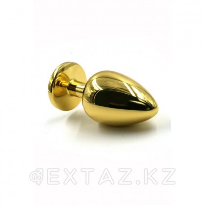 Маленькая золотистая анальная пробка с круглым кончиком и кристаллом - 7 см от sex shop Extaz фото 2