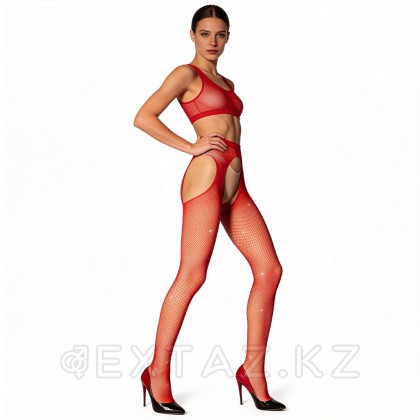 Колготки в сетку Le Frivole Spark с вырезами и стразами, S-XL от sex shop Extaz фото 4