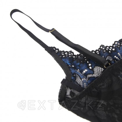 Комплект белья: корсет с подвязками и стрингами черно-синий (размер XS-S) от sex shop Extaz фото 2