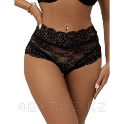 Трусики на высокой посадке с завязками, черные, XS-S от sex shop Extaz
