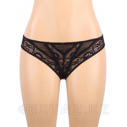 Трусики и пояс для чулок с ремешками черные Sexy Exquisite Lace (XL-2XL) от sex shop Extaz фото 8