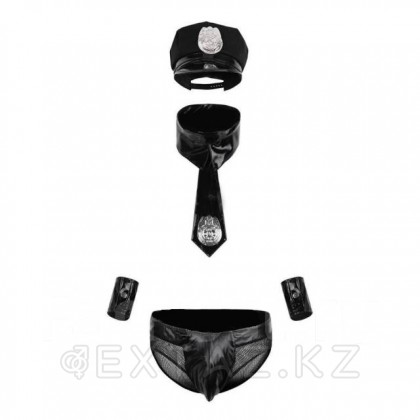 Виниловый костюм полицейского (кепка, галстук, браслеты, трусы) от sex shop Extaz фото 5