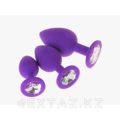 Анальная пробка из фиолетового силикона с белым кристаллом (размер S) от sex shop Extaz фото 2