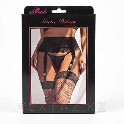 Пояс с подвязками и стрингами (кружева+кожа, размер XL-2XL) от sex shop Extaz фото 2