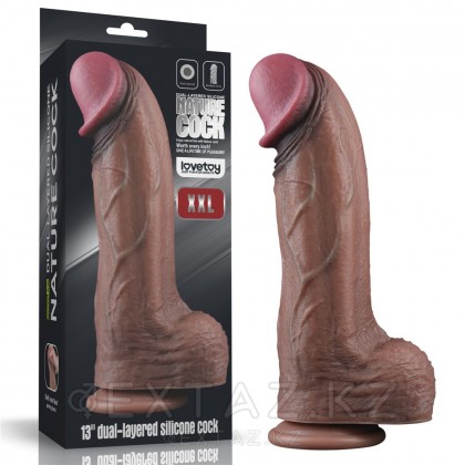 Фаллоимитатор XXL с двойным покрытием (33*7,6) темный от sex shop Extaz фото 7