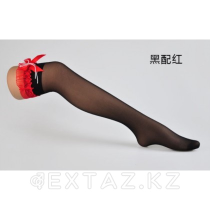 Чулки Beileisi 2101 с красным кружевом от sex shop Extaz фото 3