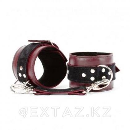 Наручники из натуральной кожи бордо от sex shop Extaz фото 5