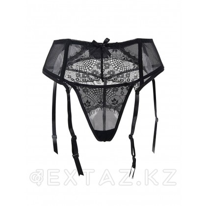 Пояс черный с подвязками + стринги (размер XS-S) от sex shop Extaz фото 5