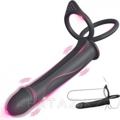 Двойное эрекционное кольцо с вибрацией и фаллоимитатором от sex shop Extaz фото 6