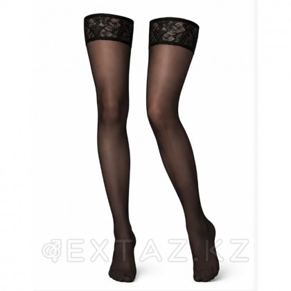 Чулки женские с ажурной резинкой (черный) от sex shop Extaz фото 4