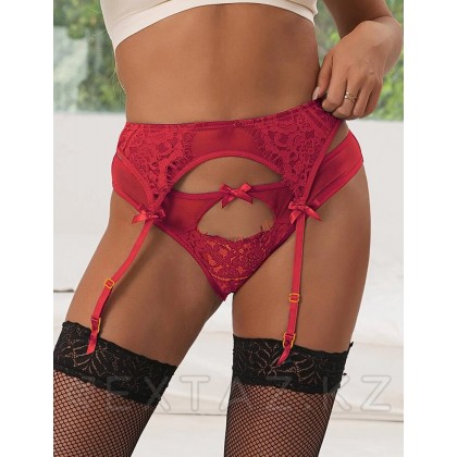 Пояс для чулок с ремешками и трусики красные Flower&bow (3XL-4XL) от sex shop Extaz фото 2