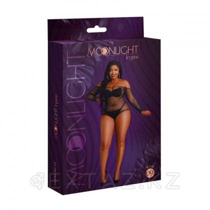 Боди со стразами от Moonlight модель № 09 черное (plus size) от sex shop Extaz фото 3