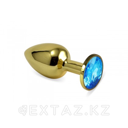Золотая пробка с кристаллом (голубой) от sex shop Extaz