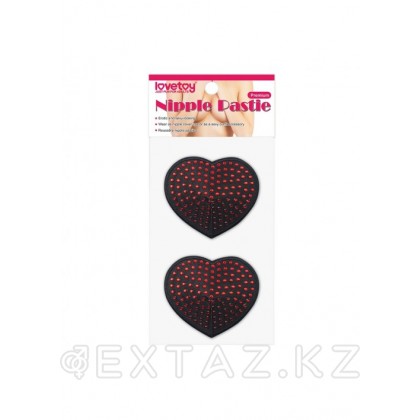 Сатиновые пэстисы на соски в виде сердечек со стразами (многоразовые) от sex shop Extaz